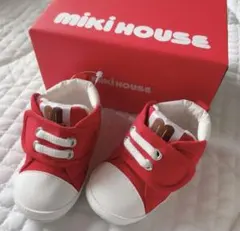 【新品タグ付・箱あり】ミキハウス ベビーシューズ 11.5cm 赤 定番人気