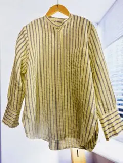 NOLLEY'S 長袖シャツ 38 日本製イエローとブルーのストライプ