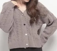 モール多種釦Vカーディガン
