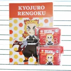 鬼滅の刃　煉獄杏寿郎　クリアファイル　ミルキー　缶　不二家