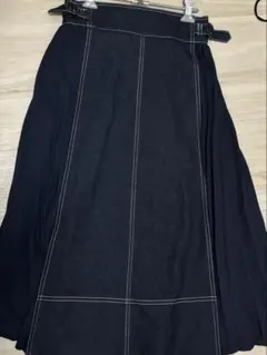 groveグローブ　デニムフレア異素材プリーツスカート　M