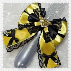 キンブレリボン 薄黄色 パステルイエロー × 黒 ミニリボン付き ver.