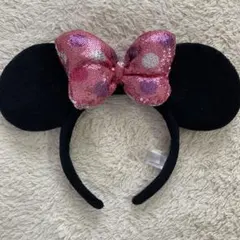 ミニーマウス カチューシャ ピンク　スパンコール