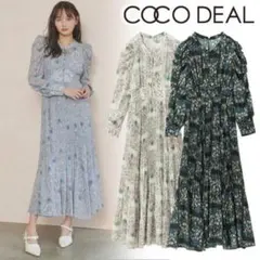 COCO DEAL シフォンフラワープリントワンピース