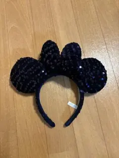 ミッキー耳カチューシャ 黒 スパンコール