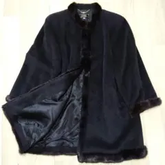 レリアン ロングコート 高級ミンクファー付 アルパカ アンゴラ 大きめ XL 黒