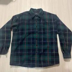BEAMS グリーン系チェックネルシャツ　古着