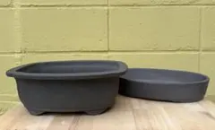 盆栽鉢 2点セット 陶器製 植木鉢　グレーのサムネイル