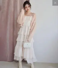 ♡NICE CLAUP ティアードフリルロングキャミワンピ♡