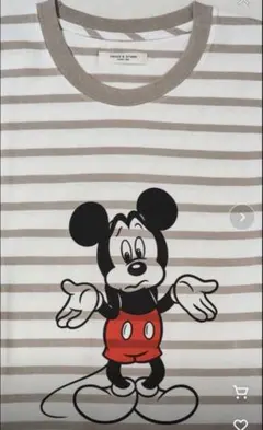 フリークスストア　ミッキーマウス　ボーダー 半袖 Tシャツ　ライトグレー