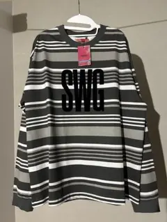 【未使用タグ付き】SWAGGER ストライプ ロンT ロゴSWG