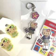 【4点】足長 キティ 日焼け ギャル 制服 キーホルダー ステッカー まとめ