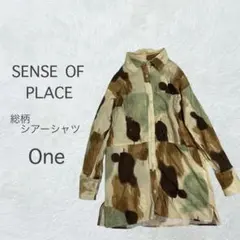 SENSE OF PLACE 総柄シアーシャツ カーキ系 One size