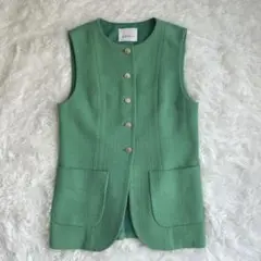 ✨美品✨アナイ 23SS コットンオックスパッチポケットジレ グリーン 38