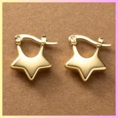 スター ピアス ゴールド 星 ぷっくり メタル 艶 キャッチレス スターモチーフ