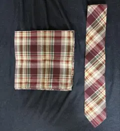 チェック柄 ネクタイ　ポケットチーフ　セット