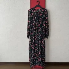 ZARA フラワープリント ロングスリーブドレス XS