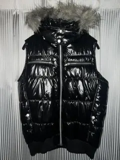 00s fur down vest japanese label 平成 光沢