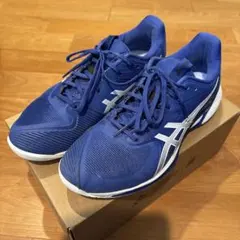 中古美品asics テニスシューズ 青