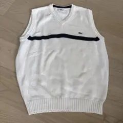 LACOSTE ラコステ Vネック ニットベスト ホワイト サイズ3のサムネイル