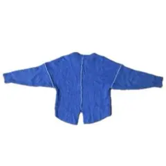 earth 青いニットセーター 長袖 オープンフロント