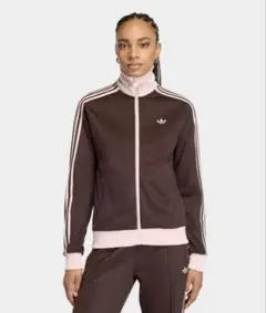 adidas トラックジャケット ブラウン/ピンク