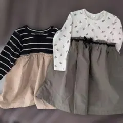 w71011 ワンピース 2枚セット 訳あり 保育園 洗替 遊び着 90