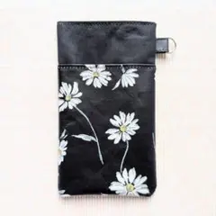 オーガナイザー ナースポケット 胸用ペンケース マーガレット 黒白 花 ポーチ