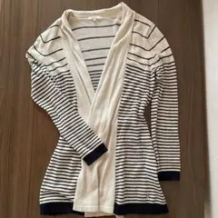 Hush Puppies カーディガン M アイボリー/ストライプ