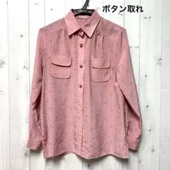 Vintage used 80s 70年代　昭和レトロ　シアー　総柄　シャツのサムネイル