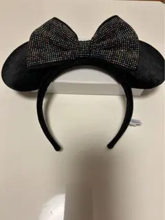 ディズニー ミッキー耳 カチューシャ ビーズ付きリボン