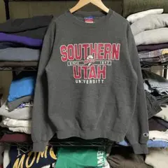 アメリカ古着チャンピオンカレッジロゴ　プリント抜群ダークブラウン　USA S