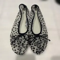 ZARA ドット柄 シアー フラットシューズ バレエシューズ　結婚式　ザラ　美品のサムネイル