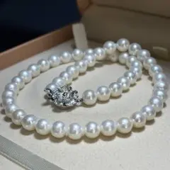 テリ強✨　あこや真珠　パール　ネックレス約8.0-8.5mm SILVER刻印