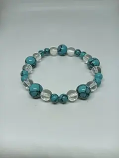149天然石ターコイズ　水晶AAA　パワーストーンブレスレット