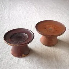 木製高杯 古道具 大小２個セット｜アクセサリー置き 飾り台にも