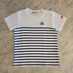 ミキハウス ボーダー半袖Tシャツ 90cm 綿100％ ロゴ刺繍 日本製 キッズのサムネイル