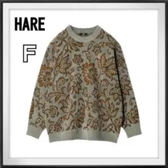 HARE/ハレ モールジャガードフラワープルオーバー 柄ニット 花柄 グレー Ｆ