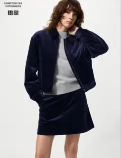 【新品タグ付き】UNIQLO ユニクロ コーデュロイミニスカート ネイビー M