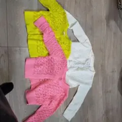 これからの季節に必須 90センチ GAPカラフルレース編みカーディガン3着セット