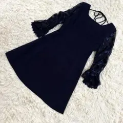 パシオーネ　PASSIONE ワンピース　シフォン　レース　ネイビー　シアー