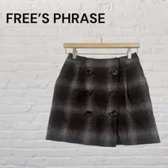 フリーズフレーズ　チェック柄ミニスカート　ウール80% チェック ダブルボタン