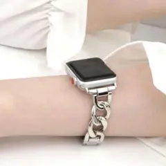 新品 Apple Watct対応 チェーンベルトシルバー42/44/45/49m