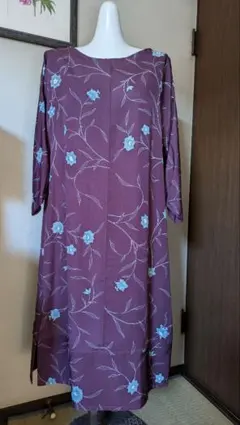 【美品】着物リメイク　小紋 　花柄ロングワンピース