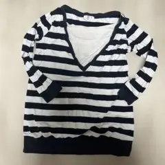 難あり ワコール マタニティ Vネック授乳服 ストライプ