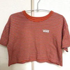 VANS ヴァンズ ボーダー 半袖Tシャツ クロップド丈 オレンジのサムネイル