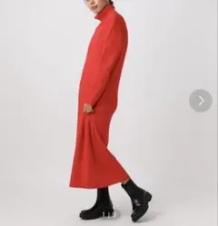 BAYFLOW 長袖 ニットワンピース ロング 赤 レッド タートル