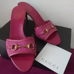☆GUCCI ☆グッチ☆ミュール サンダル ☆GG柄 ホースビット ピンクのサムネイル