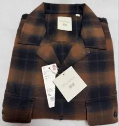 大人気！ユニクロ×JWAブラッシュドコットンオーバーサイズシャツ ブラウンXL