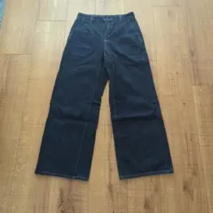 GU ストレートデニム パンツ 濃紺S（デニムタックトラウザー）